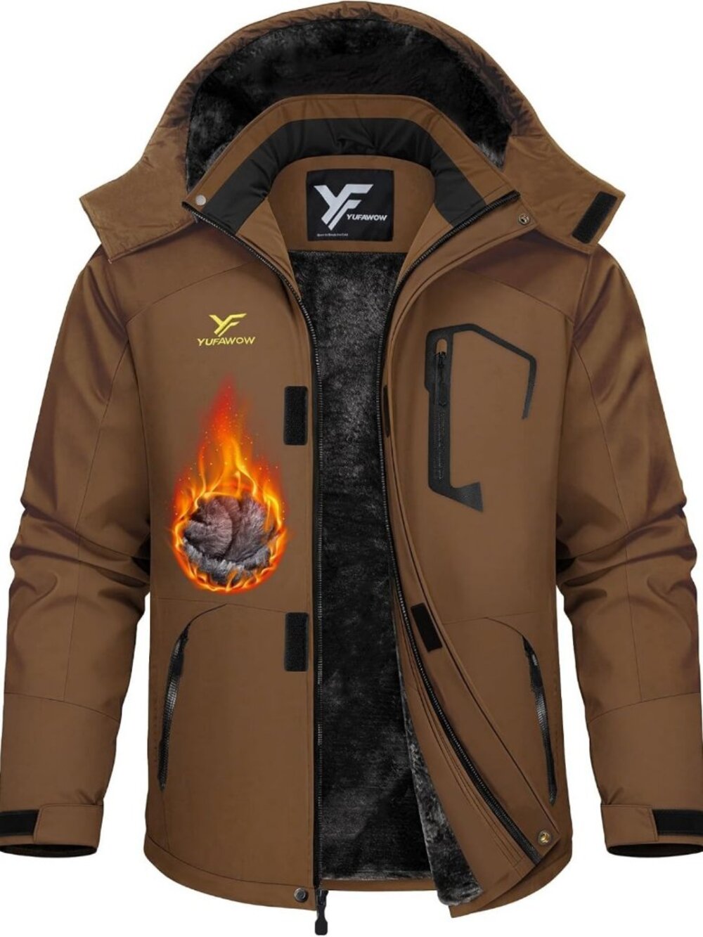 Men's Insulated Winter Jacket - Waterproof Windbreaker for Skiing, Snowboarding